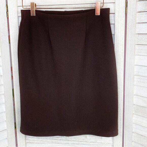 Reflections by Spiegel Vintage Ribbed Pull On Pencil Skirt Brown 4 - Picture 7 of 11
